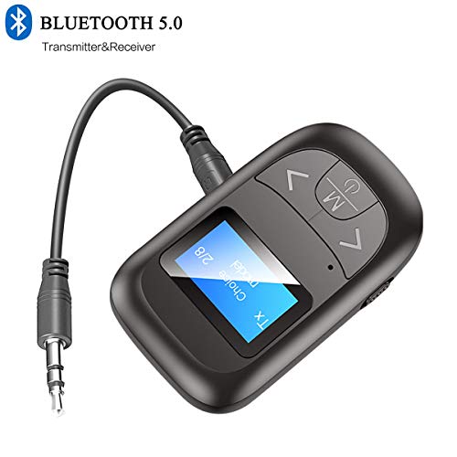 MOSOY Trasmettitore e ricevitore Bluetooth Visibile, adattatore Bluetooth 3 in 1 con schermo schermo, adattatore audio Bluetooth 5.0 a bassa latenza per TV, PC, auto, sistema stereo domestico