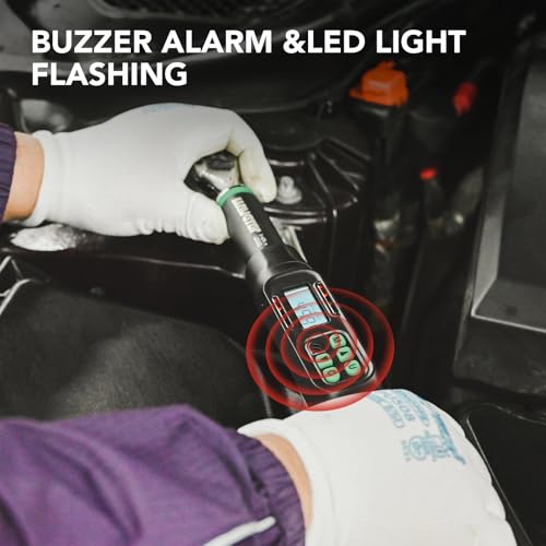 LLAVETOR Digitaler Drehmomentschlüssel 1/2 Zoll, ±2% Fehlergenauigkeit, Fahrrad & Motorrad Drehmomentschlüssel mit Summer und LED-Blitzbenachrichtigung (1/2, 6,8-135Nm)