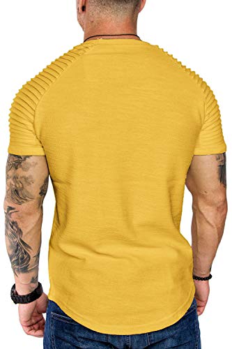 Coofandy Mens Summer Lightweight T-Shirts Short Sleeve Casual Muscle Tee Yellow M #TOP3