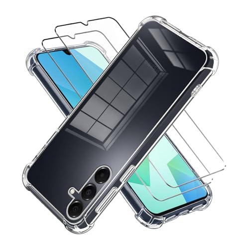 LYZXMY Funda para Samsung Galaxy A16 5G/4G Carcasa + 2 Piezas de película Protectora de Vidrio Templado, Funda Protectora Transparente Anti-Rayaduras y Anti-Golpes