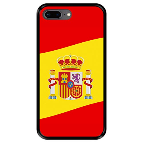 Funda Negra para [ Apple iPhone 7 Plus - 8 Plus ] diseño [ Ilustración 2, Bandera de España ] Carcasa Silicona Flexible TPU