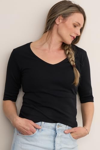 Women's Luxe Organic Pima Cotton V-Neck Half Sleeve Top3