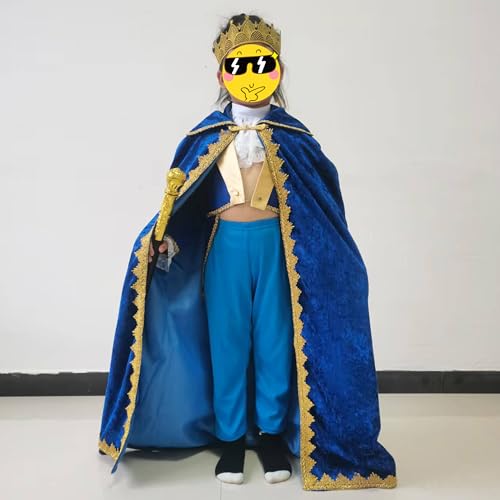 Kosgraiy Kids King Costume,Blue King Cape and Crown Scepter Set,S/37inch by Kosgraiy - Used condition - Image 8