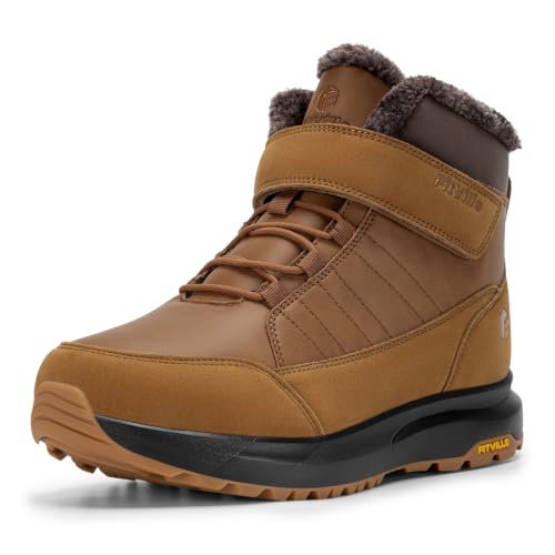 Image of FitVille Wide Width Mens Winter Boots Fur Lined Extra Wide Snow Boot Lightweight Non Slip Outdoor Mens Diabetic Shoes for Flat Feet