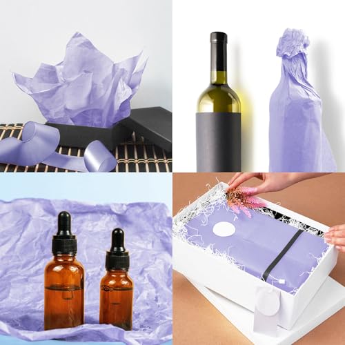 Image of 120 Sheets 20 inchX14 inch Tissue Paper for Gift Bags Wrapping, Light Purple Art Tissue Paper Bulk for Weddings Birthday Party Crafts Decoration