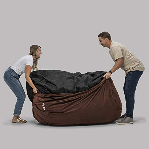 Image of Big Joe Fuf Large Foam Filled Bean Bag Chair with Removable Cover, Cocoa Lenox, Durable Woven Polyester, 4 feet Big