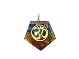 WholesaleGemShop Orgone OM Symbol Pendant Reiki Healing Crystal Meditation Balancing Gemstone (7-Chakra)
