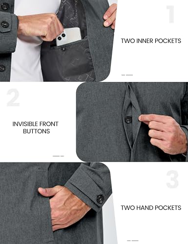 Image of Little Donkey Andy Men's Waterproof Mid-Length Trench Coat, Lightweight Long Rain Coat, Single Breasted Overcoat