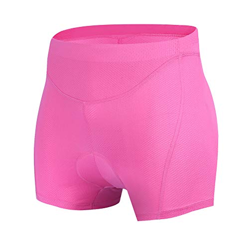 Women's Bike Cycling Underwear Shorts 3D Padded Bicycle MTB Liner Shorts (Pink, M)