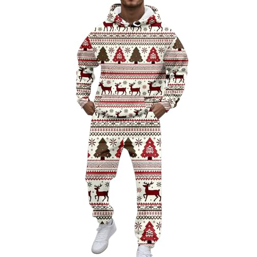 Survêtement de Noël homme avec pantalon jogging ensemble hiver costume festif 2 pièces