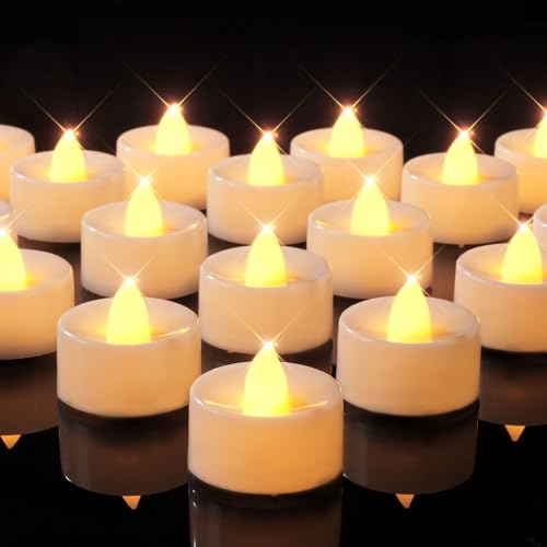 Image of BEICHI Flameless Candles, 24Pack Battery Operated Candle, LED Tea Lights Candles Battery Operated, Flickering Fake Votives for Wedding Halloween Christmas Diwali- Warm Yellow