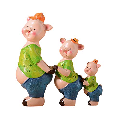 Statuettes de cochon mignonnes en lot de 3 pour décoration de bureau et maison