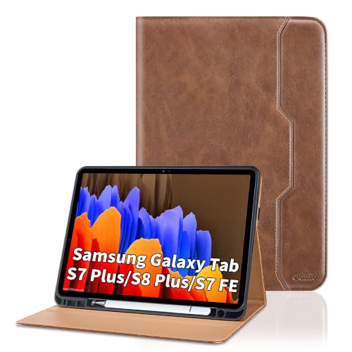 Funda para Samsung Galaxy Tab S7 Plus elegante de piel sintetica mate con angulos ajustables