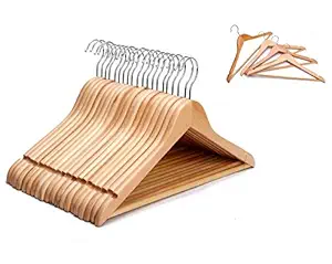 Rudra Villa 60 Pack Natural Wood Hangers - Solid Wood Clothes Hangers - Coat Hanger Wooden Hangers (60)