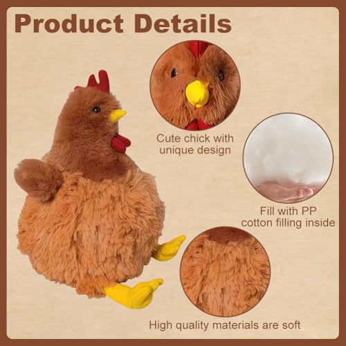 SKIPTHYBER Huhn Plüschtie 25CM Plüschtier Stofftier Huhn Simuliertes Tier Huhn Plüschtier Plüschtier, Zimmer Schlafsofa Dekor, Plüsch Huhn Geschenk