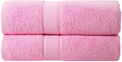 Todd Linens 2-Piece Bale Bath Sheet Gift Set – 500 GSM 100% Cotton Absorbent Bathroom Accessories (Blush Pink)