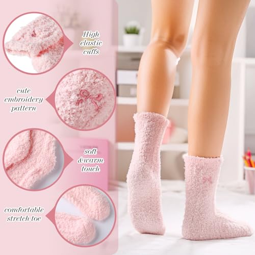 5 Pairs Women Fuzzy Socks Fluffy Cozy Slipper Socks for Sleeping Holiday Birthday Gifts2