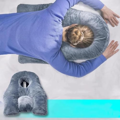 HoldOneLight Face Down Pillow Schlafen - Augen-Erholungskissen Ergonomisches Memory-Schaum-Konturkissen Geeignet für Seiten- und Rückenschläfer Wendbare Stütze (Grey)