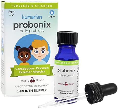 Probonix Kids Probiotic for Toddlers and Children, Organic, Non-GMO Liquid Probiotic Drops, 8 Live Probiotic Strains to Support Gut Health for Toddlers and Children - 1 Month Supply, Cherry
