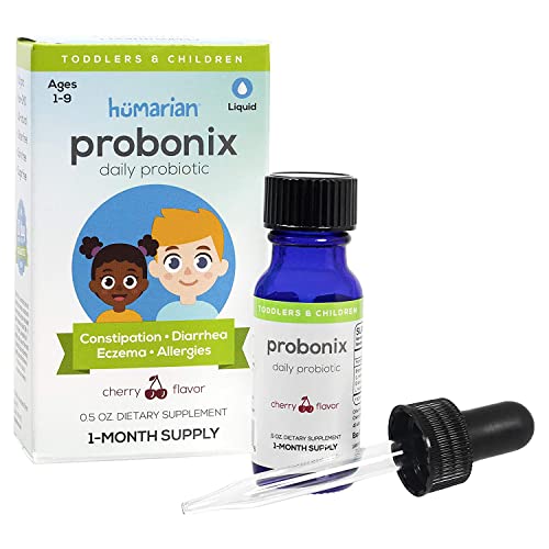 Probonix Kids Probiotic for Toddlers and Children, Organic, Non-GMO Liquid Probiotic Drops, 8 Live Probiotic Strains to Support Gut Health for Toddlers and Children - 1 Month Supply, Cherry