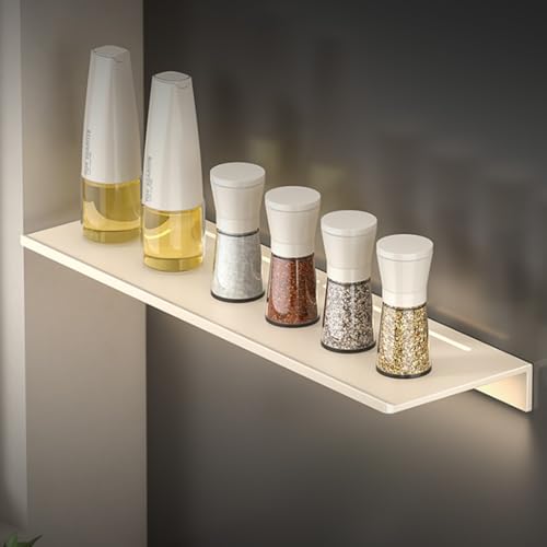 Dexinhdh Estante Flotante con Luz LED, Estantes De Pared De Metal con Luz LED, Estante Colgante con Carga USB para Sala De Estar, Cocina Y Baño(30cm)