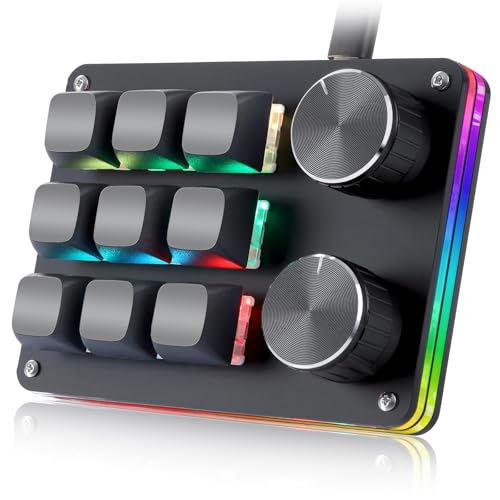 Koolertron Tastiera Gaming,RGB Tastiera Macro Meccanica,9 Tasti Mini Programmabili Tastiera da Gioco a Una Mano,6 Livelli Regolabili Ergonomico Mechanical Keyboard
