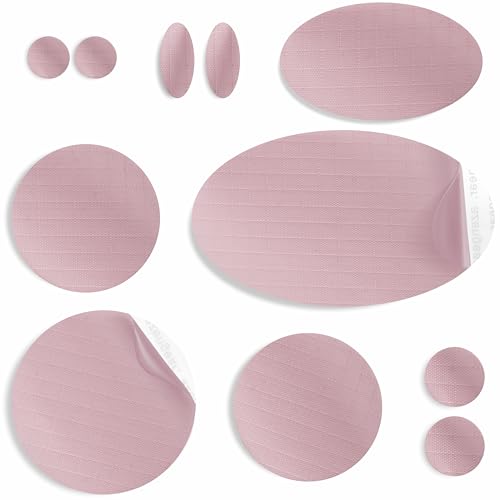 aZengear Repair Patches for Jackets, Tent, Shoe Toe, Air Mattress, Inflatables, PVC Gear - Waterproof, Self-Adhesive, Tear-Cold-Heat-Resistant, Down Puffer Coat (11 Pcs, Dusty Rose)
