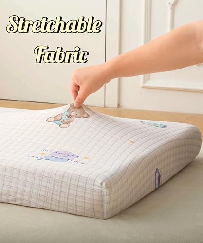 Image of SDY Jersey Crib Sheets for Baby Girls,52 inchx28 inchX8 inch, Pink Kawaii Bear Standard Oval /Retangle Crib Mattress Sheets for Toddler,Super Soft Breathable