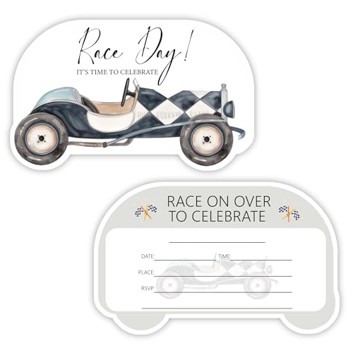 buwanJH Vintage Car Party Invitation Cards, Vintage Car Birthday Party or Baby Shower Invitation, 30 Cards with 30 Envelopes
