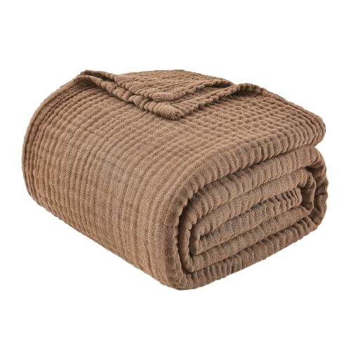 Image of EMME Muslin Blankets for Adults Brown Small Blanket 40 inch x 50 inch
