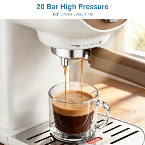 Image of XIXUBX Espresso Machine, 20Bar Compact Espresso Maker with Milk Frother, PID Temperature Control, Low Vibration Coffee Maker for Small Kitchen, Home, Brews Latte, Cappuccino