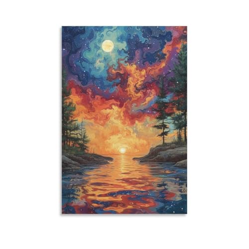 Pintura poster de paisaje natural en lienzo para decoracion dormitorio y salón 50x75