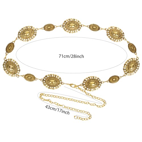 Women-Western-Metal-Chain-Concho-Belt-Boho-Adjustable-Metal-Belts for Dresses Jeans Trousers Country Concert Outfit3