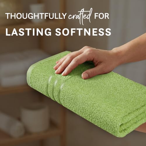 Image of MYTRIDENT Bath Towel for Men /Women | Comfort Living | Quick Drying | Travel Friendly | 1 Piece Large Size | 100% Cotton 400 GSM | 70 x 140 cm - Lime Green