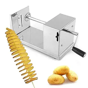 Pranika/Manual Stainless Steel Twisted Potato Slicer Spiral Vegetable Cutter French Fry |Size| 6 x 5.5 x 11.3 inches.