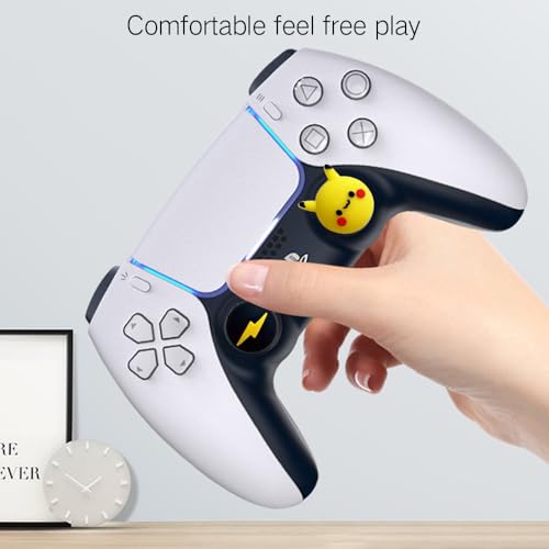 Image of PERFECTSIGHT Cute Thumb Grip Caps for Switch 2, PS5 PS4 Xbox Series X /S Xbox One Switch PRO Controller Steam Deck, 4PCS Soft Rubber 3D Thumbsticks Button Joystick Cover Set, Yellow Pika