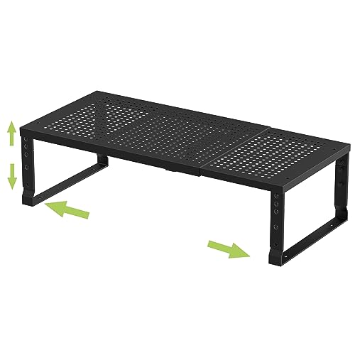 Jojocross Expandable Adjustable Stackable Kitchen Organizer, Spice Rack,Metal Pantry Storage Shelves Racks,Counter Shelf for Cabinets, Countertop, Cupboard(1 Pack/Medium/Black)