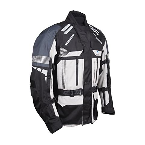 RO 775 Long Textile Motorcycle Jacket, Well Ventilated Touring Jacket, Grey/Black, Size XL Cover