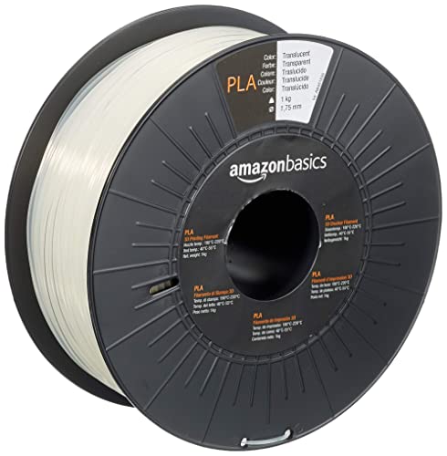 Amazon Basics PLA 3D Printer Filament, 1.75 mm, Translucent, 1 kg Spool