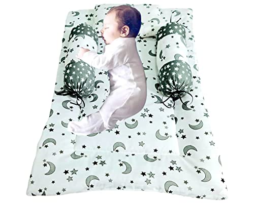 Image of BRANDONN Combo of Baby Bed with Net | Carry Bag | 4 Pcs Bedding Set(0-6 Months) (Stars & Moon Grey)