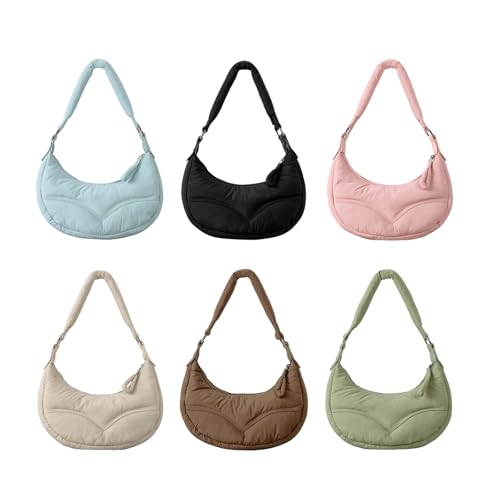 Quilted Half Moon Shoulder Bag for Women Elegant Crossbody Bags Satchel Purse with Adjustable Strap Shopping Bags3