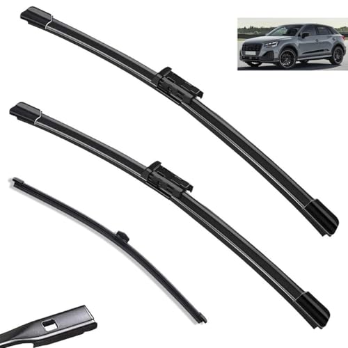 Car Wiper Front Rear Wiper Blades Set Compatible with Audi Q2 2016-2023 Windshield Windscreen Window Rain Brushes 24"+19"+13"