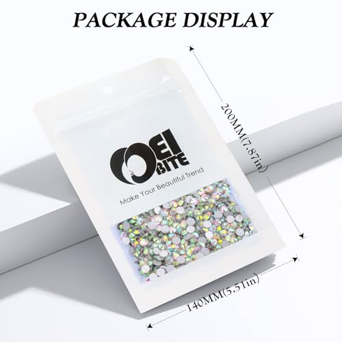 Image of Crystal AB Flatback Rhinestones SS12 (2.9-3.0mm), 2880pcs Glass Nail Gems, Non Hotfix Rhinestones for Nails, Crafts, Clothing, DIY Bling Decorations