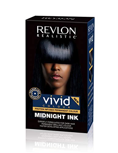 Revlon Realistic Vivid Colour Protein Infused Permanent Color Hair Dye with Color Lock Technology, Midnight Ink 110ml