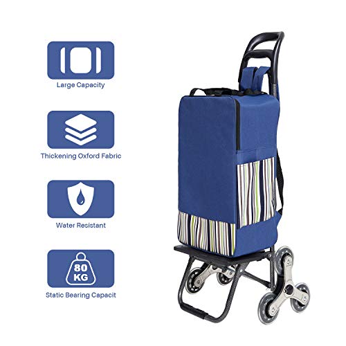 image for HOUSE DAY Foldable Shopping Cart with Super Easy Loading Stair Climber