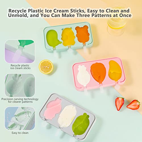 Eisformen Eis am Stiel Kinder,Silikon Eis am Stie Formen,Eis Pop Form,Hausgemachte gefrorene Baby Eis am Stiel Formen für Kinder,Eis am Stiel Formen Silikon Bpa frei,Eis am Stiel (Blaues Nilpferd) – Bild 5