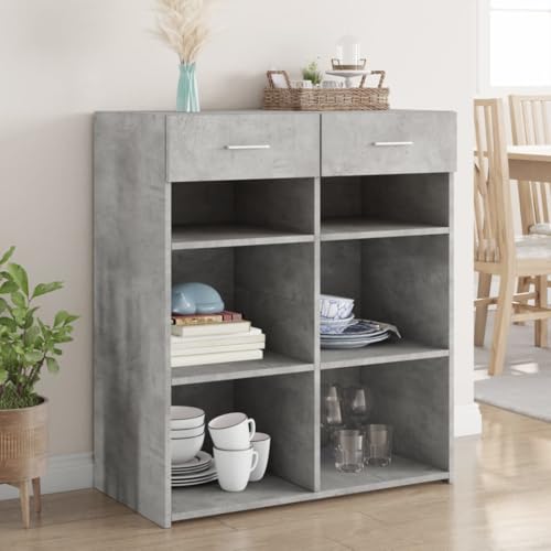 UJCHVHN Artículo-Aparador de madera de ingeniería gris concreto 80 x 42,5 x 93 cm, armarios y almacenamiento, bufés y aparadores