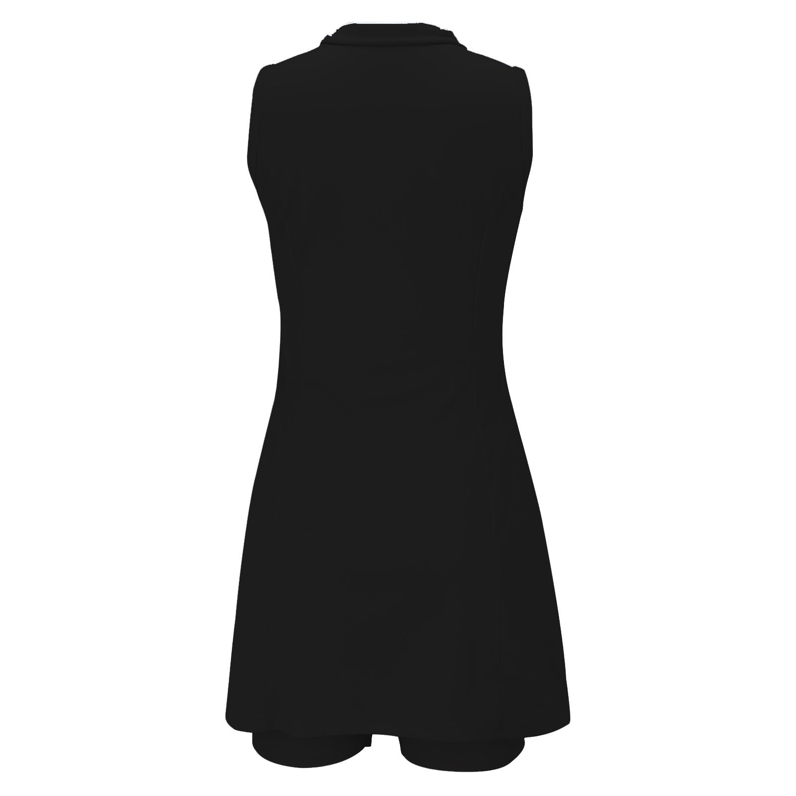 Vestito da tennis da donna, vestito atletico da donna, con tasche corte integrate, senza maniche, elegante colletto alto con cerniera a 1/4, abito da golf, abito da golf slim da allenamento per golf