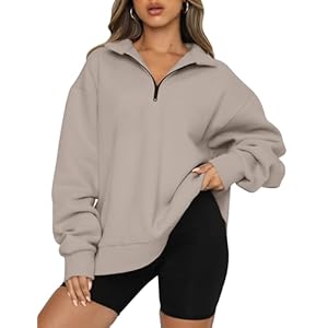 Trendy Queen Women’s Oversized Half Zip Fleece Sweatshirts-Cozy Pullover, Drop Shoulder for Fall Winter