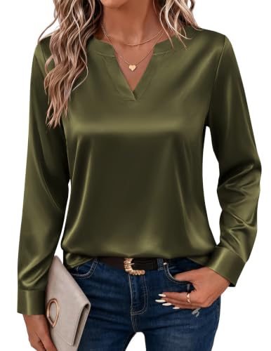 Zeagoo Silk Blouse For Women Long Sleeve Satin Shirt Casual Outfits - image 1